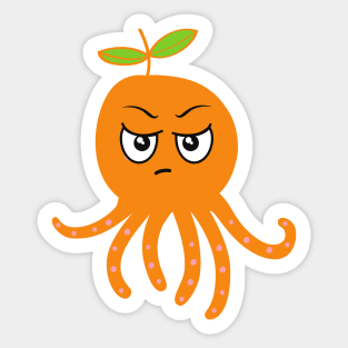 Angry Orange Octopus Sticker